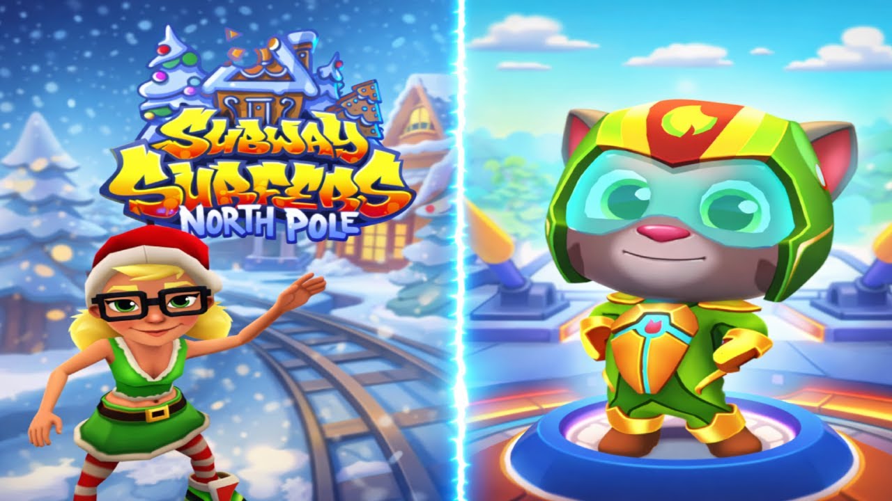 Subway Surfers ❄️ North Pole VS Talking Tom Hero Dash 🚀 | Ultimate Run Battle!