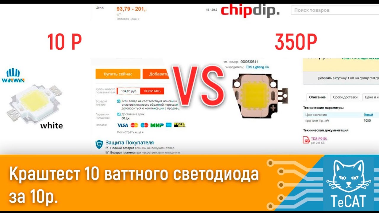 Краш тест самых дешевых 10W светодиодов с aliexpress