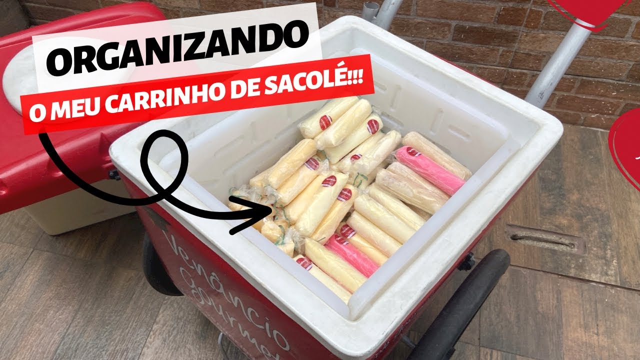 Como eu organizo os meus SACOLÉS GOURMET dentro do carrinho de sorvete