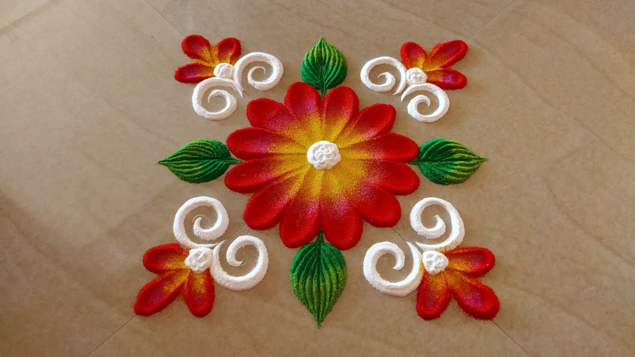 simple rangoli design🌹🌹|| Beginners rangoli design|| Rangoli by kalai