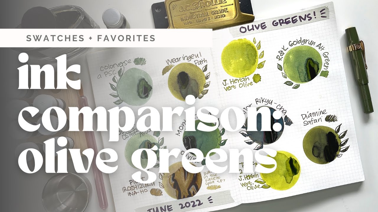 Olive Green Inks! Fountain Pen Ink Comparison No. 3 | Finding the Perfect Ink for My Kaweco Sport!