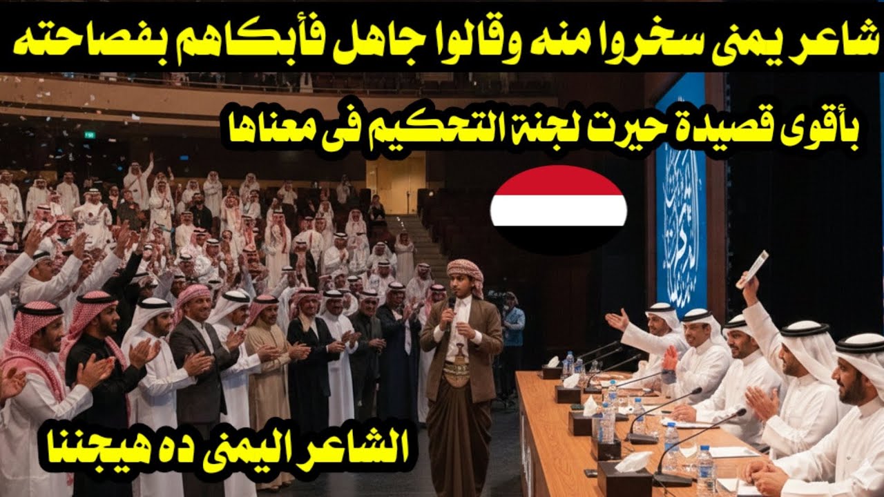 شاعر يمنى سخروا منه وقالوا جاهل فأبكاهم بفصاحته بأقوى قصيدة حيرت لجنة التحكيم فى معناها