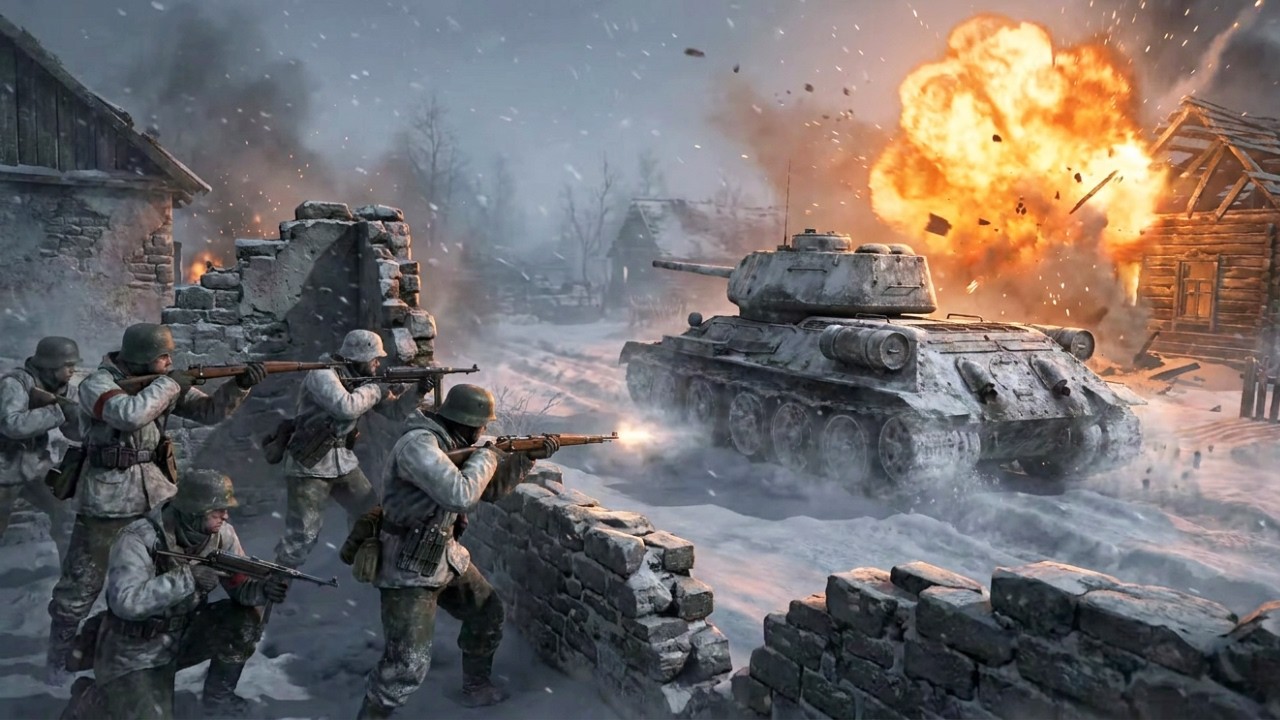 Frozen Village Defense – WW2 Winter Battle at Rutzen (No Commentary)