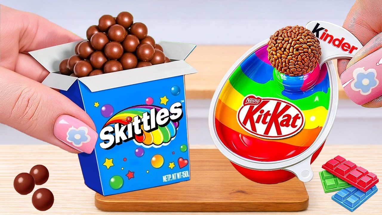 KITKAT Rainbow Chocolate Cake Decorating with Skittles 🍰 How To Make A Cute Miniature Rainbow Cake