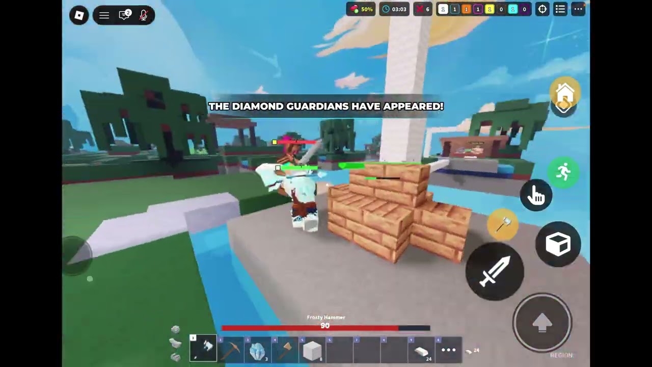 Playing Roblox Bedwars 