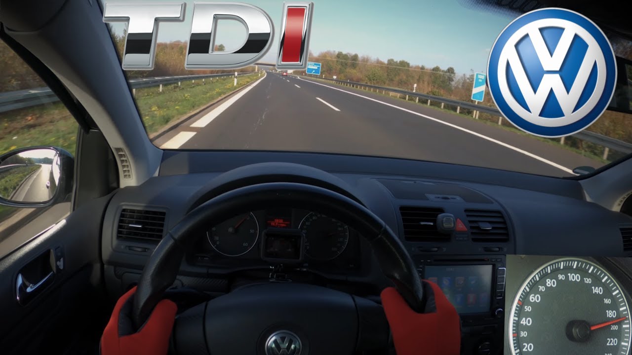 GOLF 5 1.9 TDI 105 HP TOP SPEED DRIVE ON GERMAN AUTOBAHN