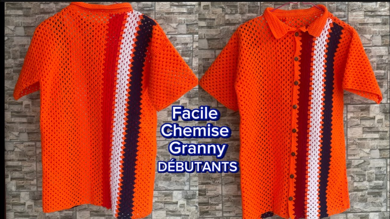 🧶Crochet Chemise Granny FEMME  FACILE / DÉBUTANT / Point Granny  / #crochetchemisefemme #UNTIE