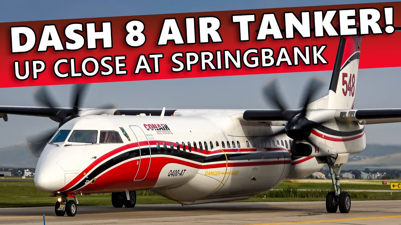DASH 8 AIR TANKER! CLOSE UP Conair Dash 8-400 at Calgary/Springbank Airport