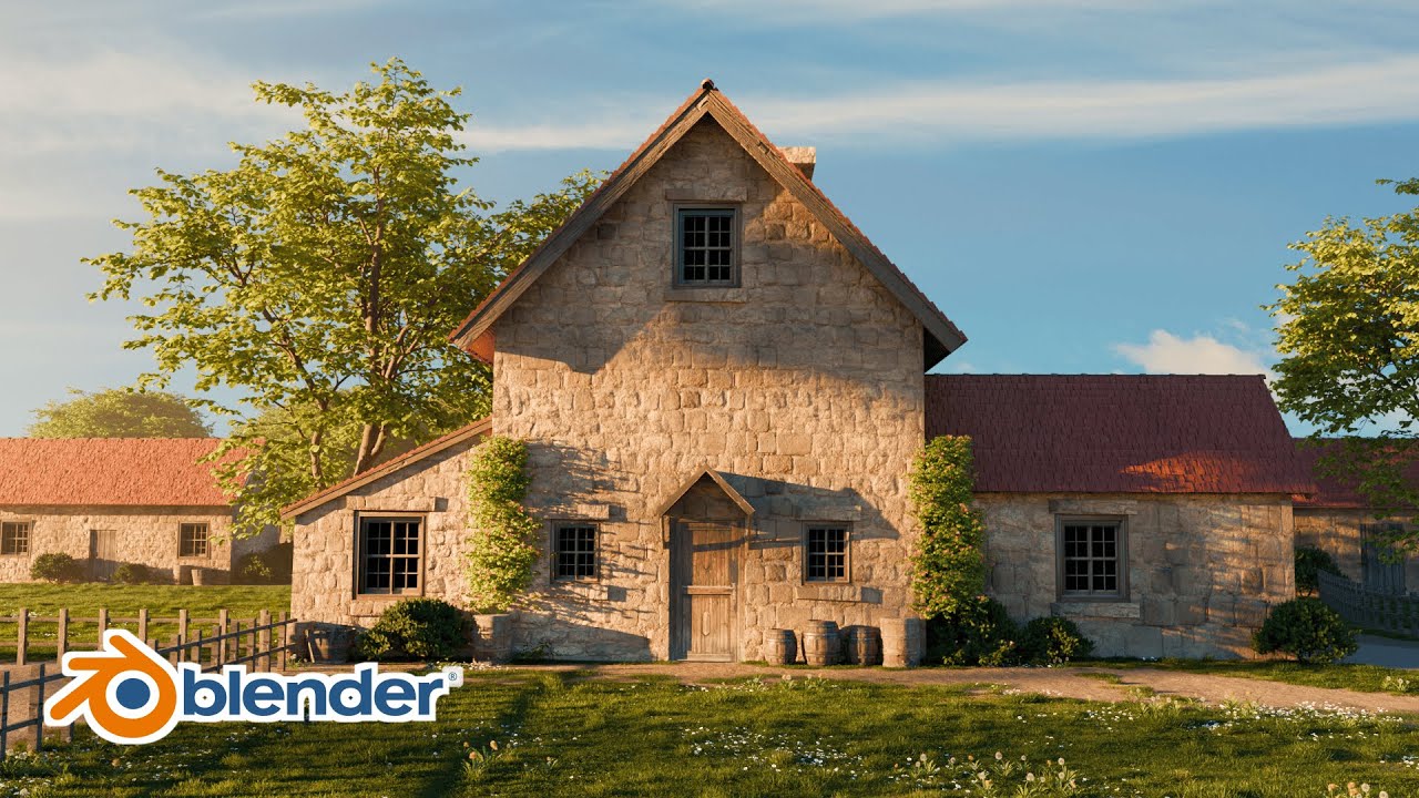 Blender House Modeling Tutorial | Create a Realistic Stone House Step by Step #3dmodeling