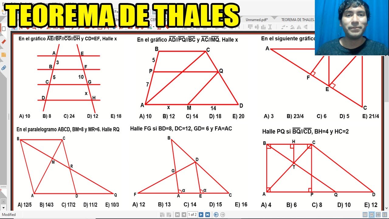 TEOREMA DE THALES PROPORCIONALIDAD DE SEGMENTOS GEOMETRÍA (PARTE 1)