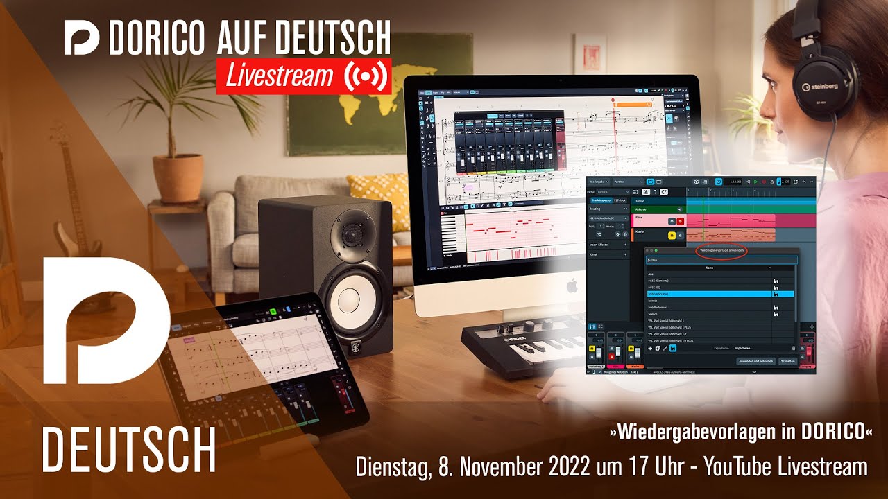 Wiedergabevorlagen in Dorico | "Dorico auf Deutsch" Livestream mit Markus Hartmann