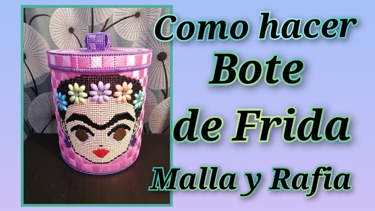como hacer un bote de Malla y Rafia. / plastic canvas.