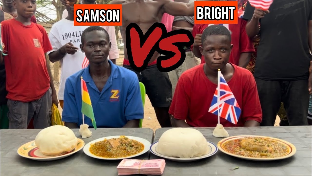 EATING COMPETITION FIRST PERSON TO FINISH FUFU & OKRA SOUP WIN 100,000
