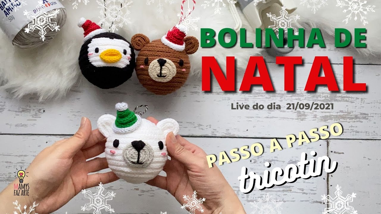 BOLINHA DE NATAL BICHINHO FOFO EM TRICOTIN | Passo a passo de enfeite em Tricotin para sua árvore!