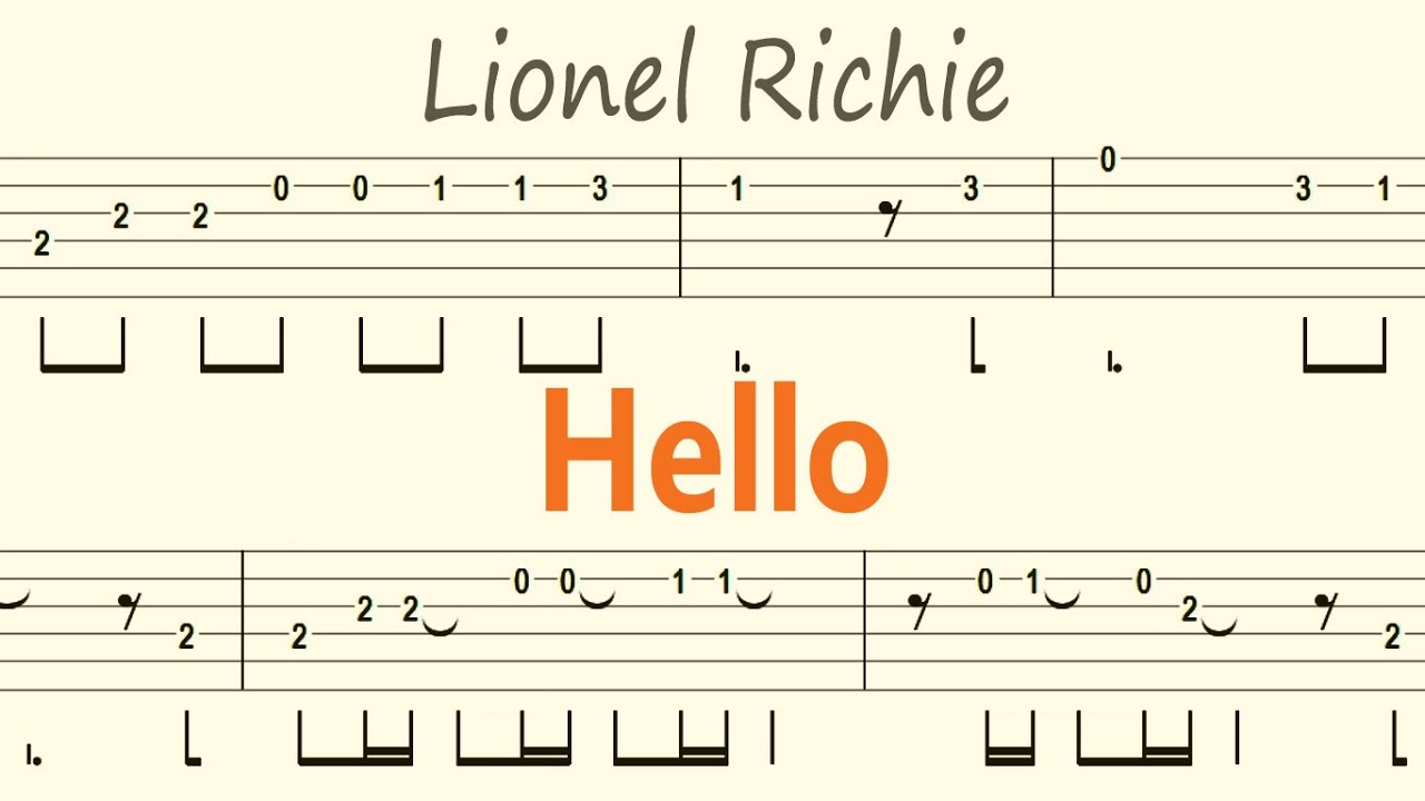 Hello / Lionel Richie / Guitar Solo Tab+BackingTrack