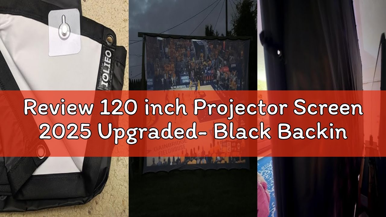 Review 120 inch Projector Screen 2025 Upgraded- Black Backing, Straight Edges, Foldable, Washable an
