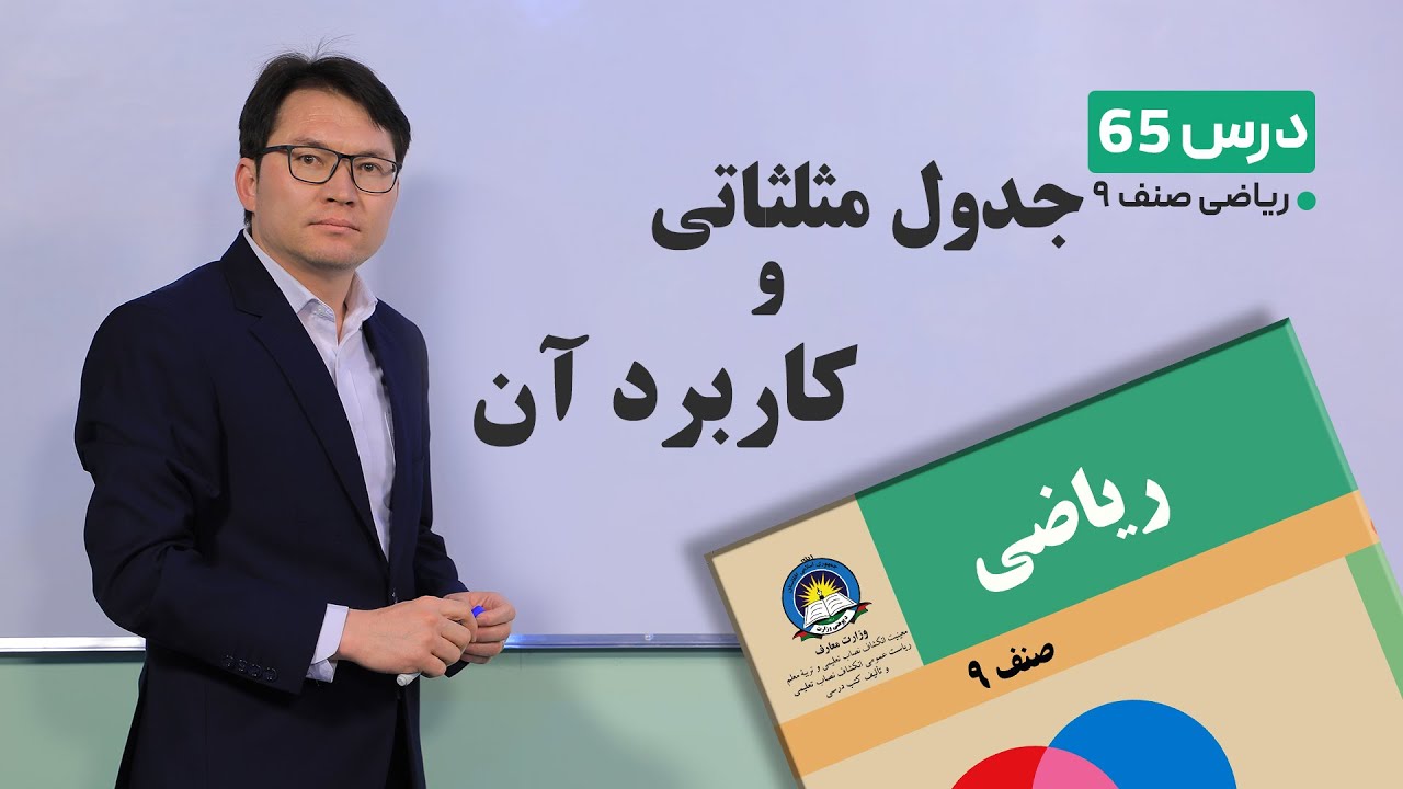 ریاضی صنف نهم- جلسه شصت وپنجم– موضوع:جدول مثلثاتی وکاربرد آن -3-6-1401