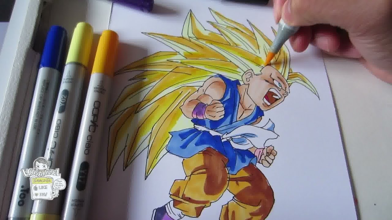 How to draw Kid Goku Super Saiyan 3 SSJ3 孫 悟空 超サイヤ人3