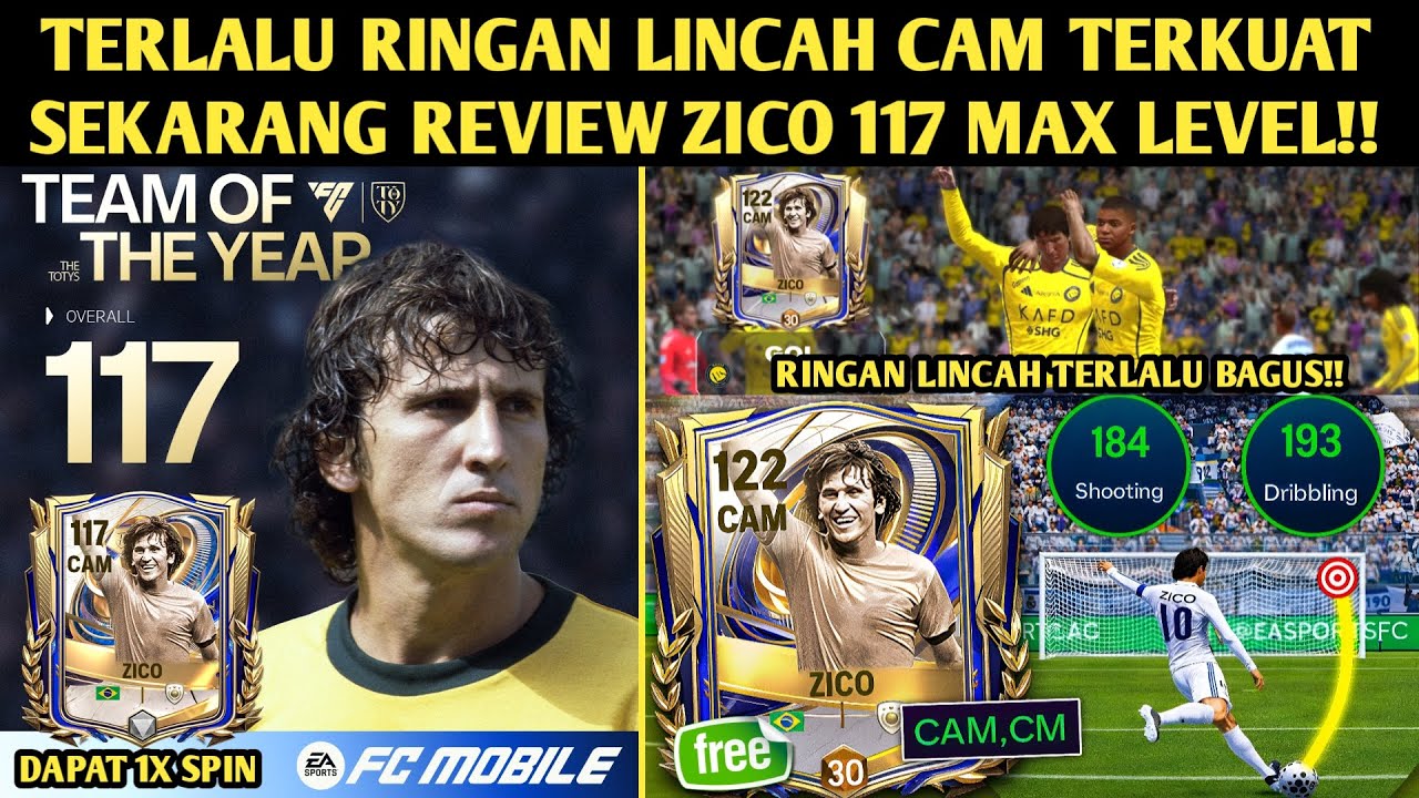 PERTAMA KALI PAKE RINGAN LINCAH CAM TERKUAT SEKARANG REVIEW ZICO 117 TOTY MAX LEVEL!! FC MOBILE 26