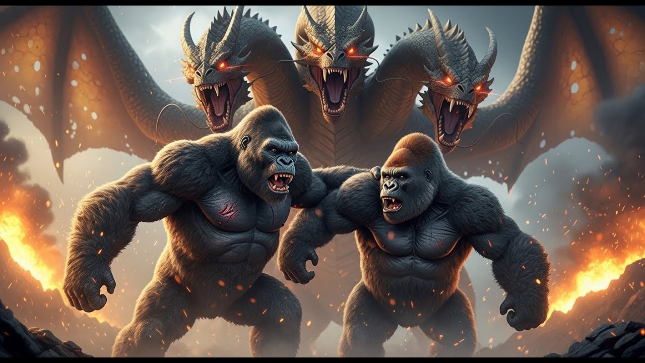 can king kong and the gorilla fight a three headed monster and win