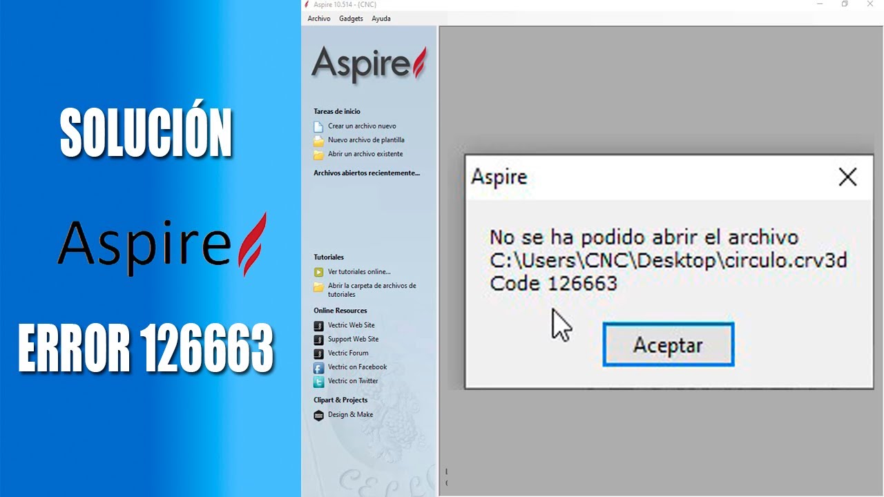 ASPIRE - SOLUCIÓN AL ERROR CODE 126663