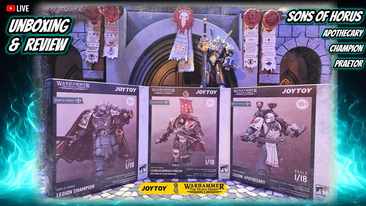 WraithMace Live | 🟢 Sons of Horus Warhammer JOYTOY Unboxing & Review - Praetor, Champion, Apothecary