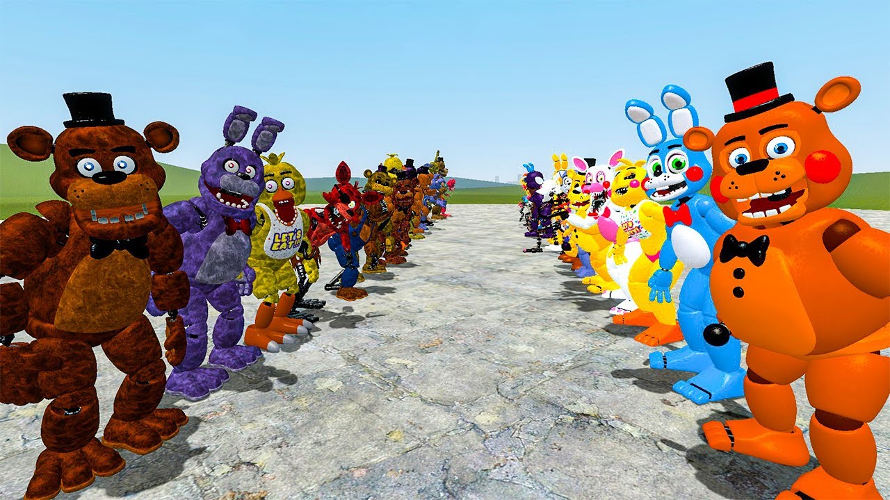 ALL FREDDYS VS ALL BONNIES ALL FNAFS 1-10 ANIMATRONICS In Garry's Mod!