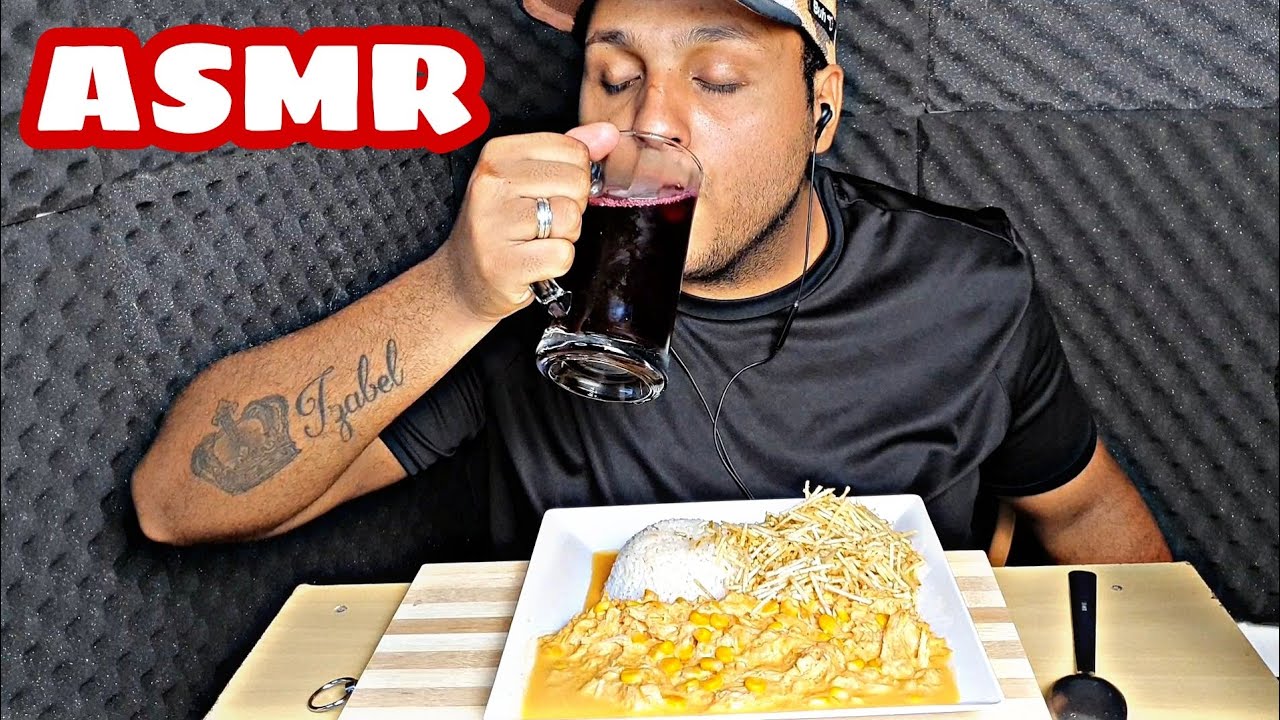 ASMR COMIDA - STROGONOFF DE FRANGO, ARROZ E BATATA PALHA (MUKBANG) SONS DE MASTIGAÇÃO #LUCASASMR