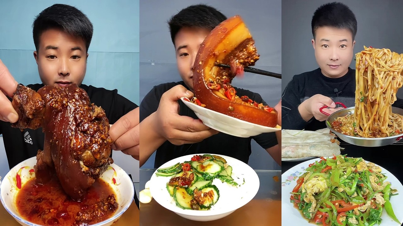 ASMR MUKBANG | SPICY BRAISED PORK BELLY |  EATING SHOW | EATING SHOW | Eat Beef Ribs #food #338