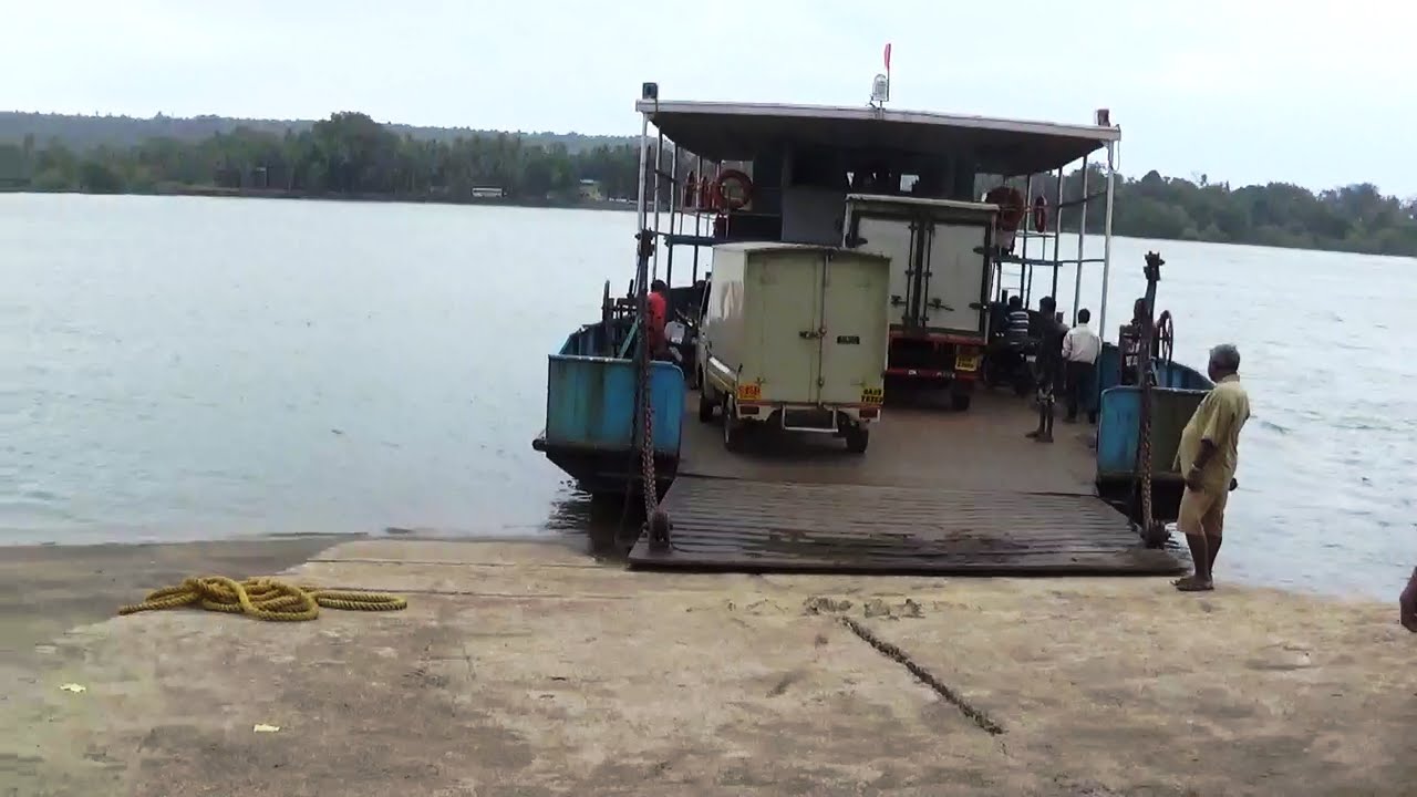 On Way To Tiracol Fort Crossing Tiracol River In Ferry While Sitting Inside Car - Goa Tourism