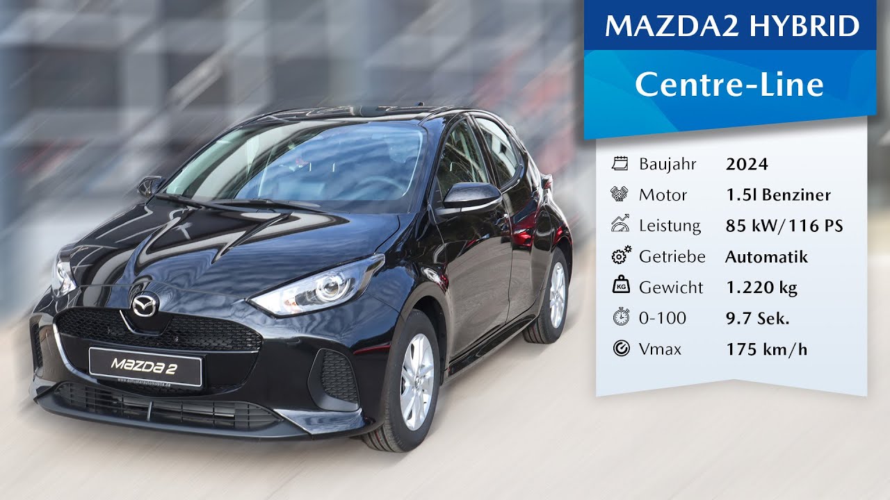 2024 Mazda2 1.5 Centre-Line 116 PS | Opera Black (49W) | 360° Ansicht + Innenraum (4K)