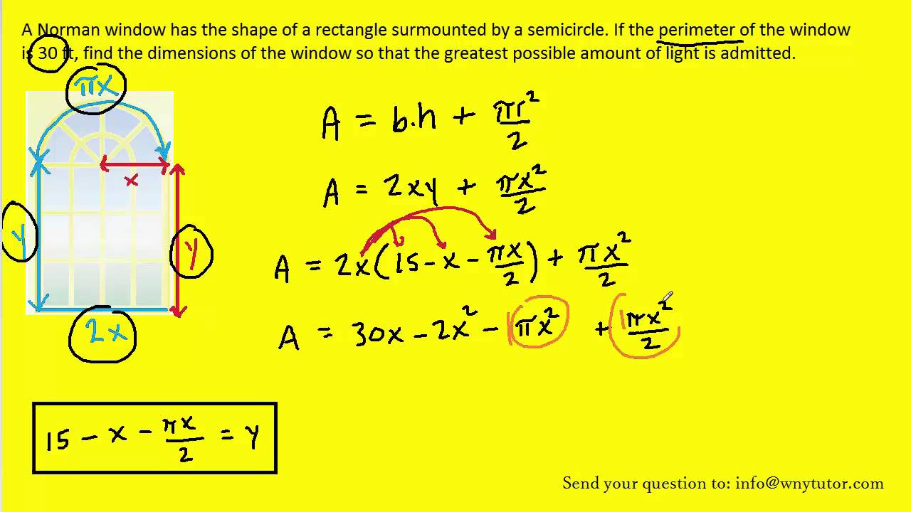 A Norman window has the shape of a rectangle surmounted by a semicircle. If the perimeter of the win
