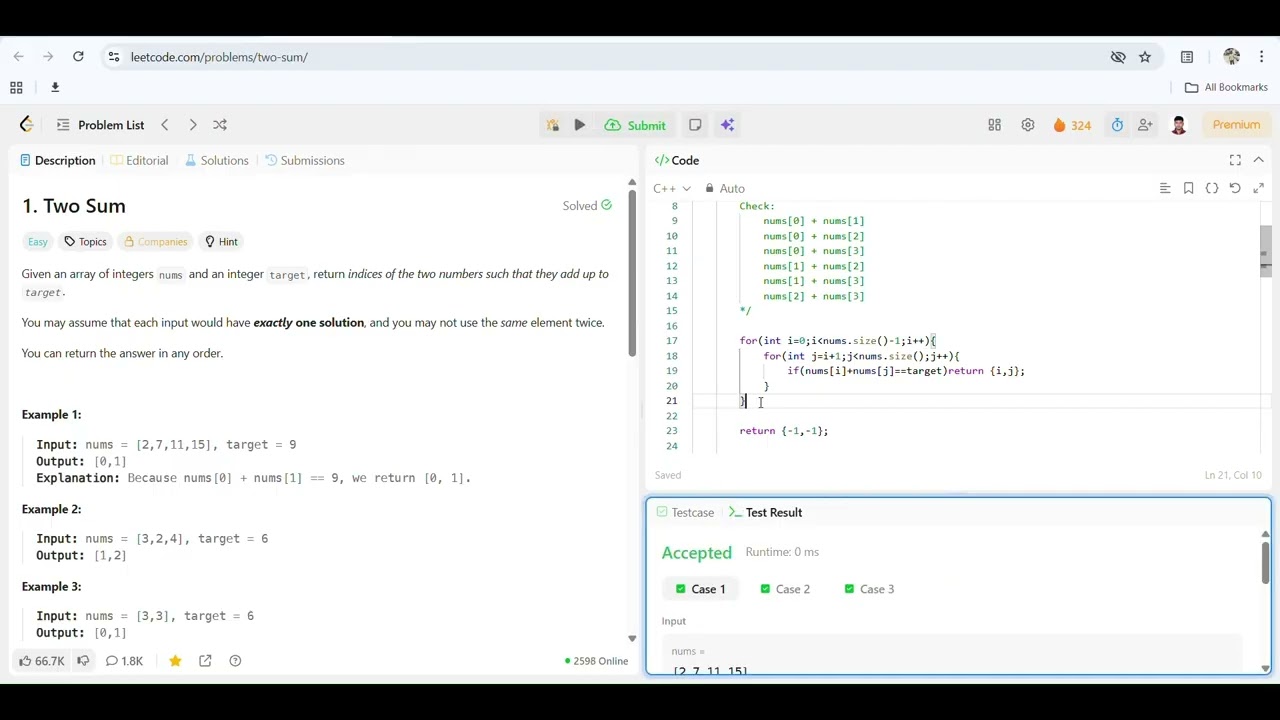 LeetCode 1 | Two Sum | Brute Force to Optimal | C++ | NeetCode 150 - Problem 3