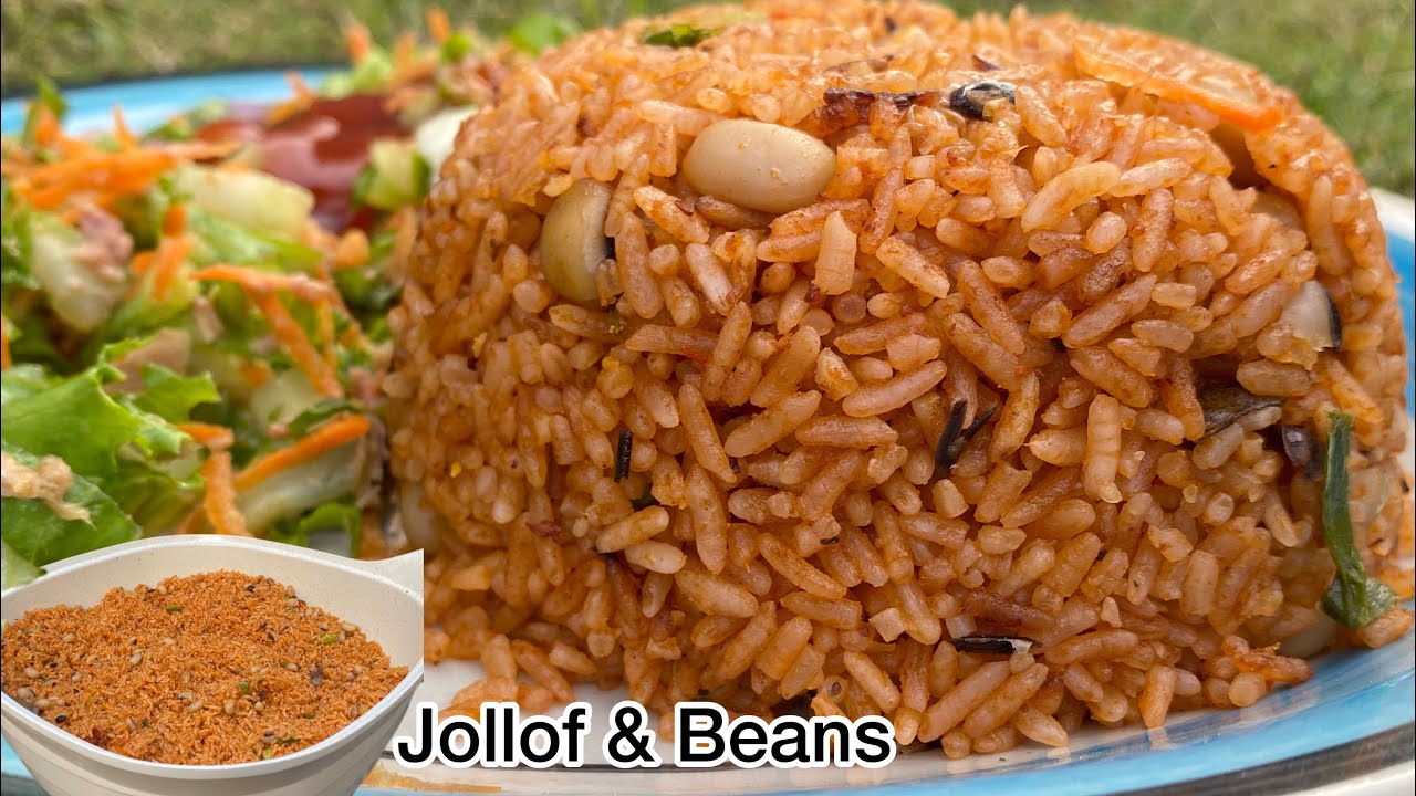 A New Way To Make Jollof Rice & Beans Recipe |RICE & BEANS | Perfect Way To Cook Rice & Beans Jollof