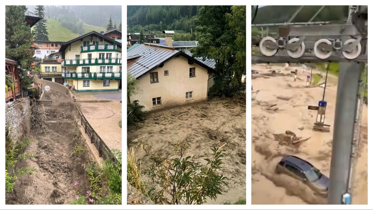 Enorme Überschwemmungen in St.Anton am Arlberg, #Österreich 16.8.2024