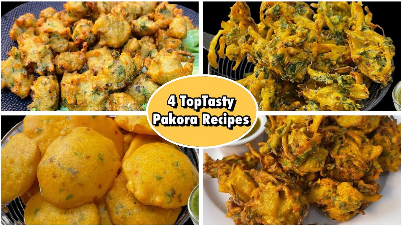 4 Easy Pakora Recipes - Ramadan Special - Iftaar snacks By cooking with sariya