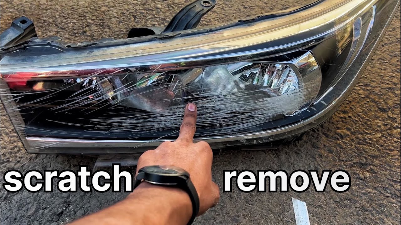 how to remove deep ultra😱scratch from car headlight ￼restoration🤩
