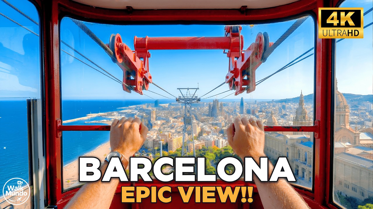 Epic BARCELONA 🇪🇸 | Montju&iuml;c & Beach Cable Car Tour [4K/60fps]