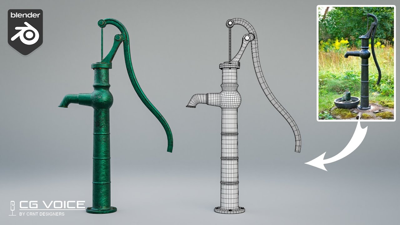 Water Hand Pump modeling in blender _ blender modeling