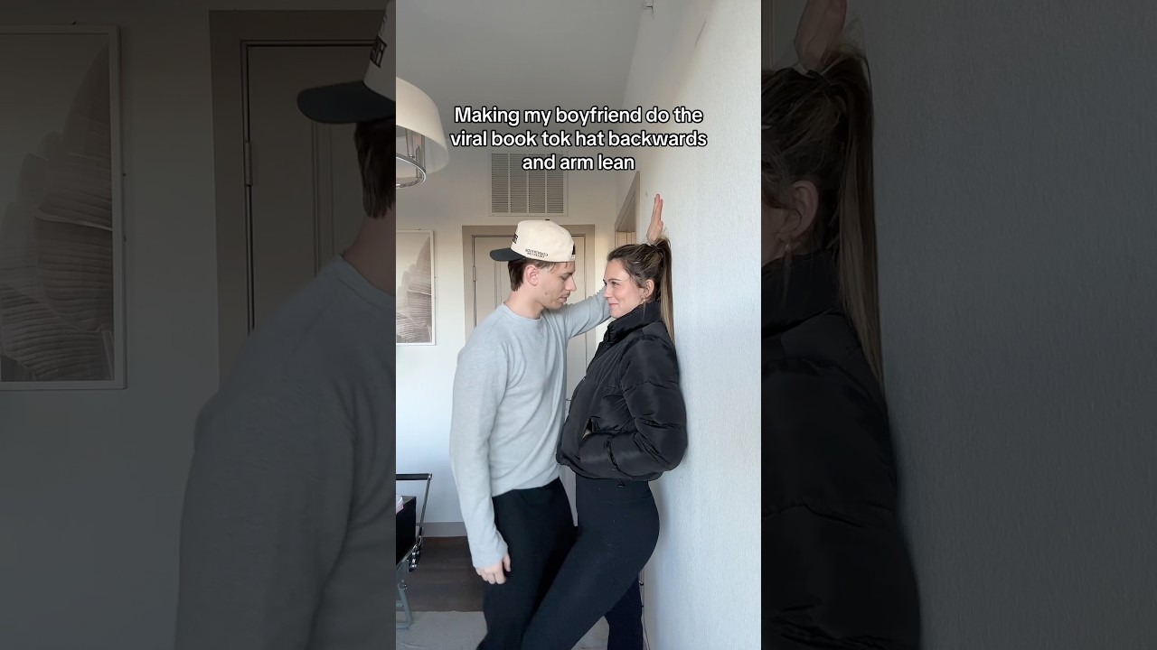 Making my boyfriend do the viral backwards hat trend 