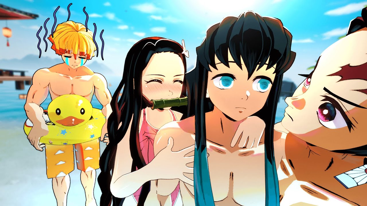 Zenitsu fica com CIUMES da Nezuko na Praia de Demon Slayer Vr