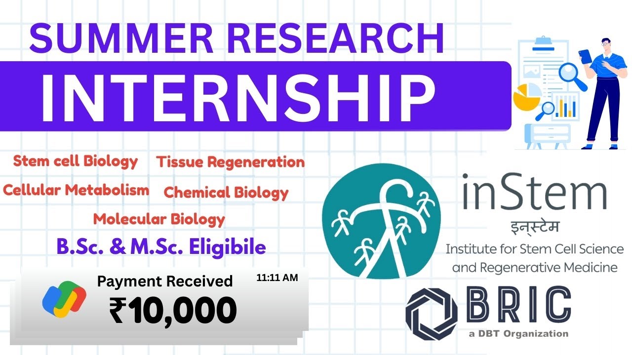 BRIC inStem Summer Research Fellowship 2026 II SuRF 2026 II Summer Internship for Life Science