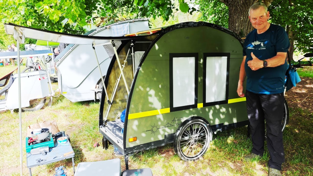 Komplett zerlegbar & platzsparend verstaubar, Peters Fahrradwohnwagen