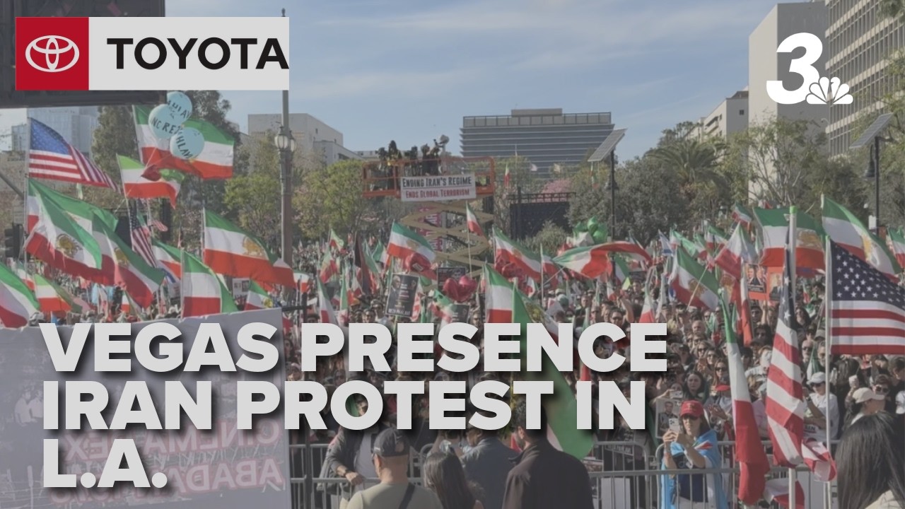 Las Vegans join hundreds of thousands in Los Angeles protest for regime change in Iran