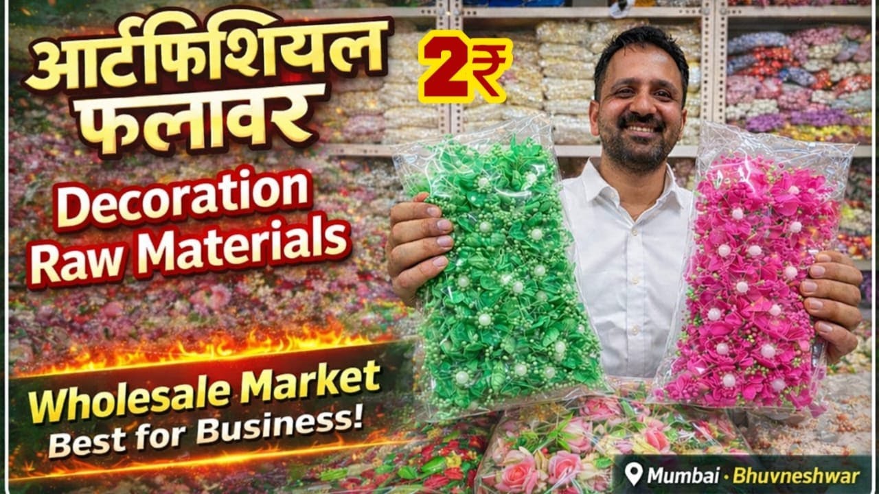 आर्टिफिशियल फ्लावर, डेकोरेशन & हेयर एक्सेसरीज मटेरियल Artificial Raw Martial Wholesale Market Mumbai