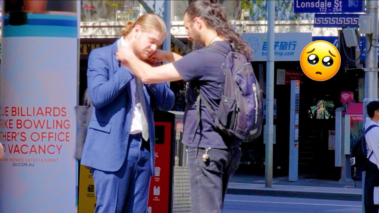 Man Asking Strangers For Help With His Tie! 🥺