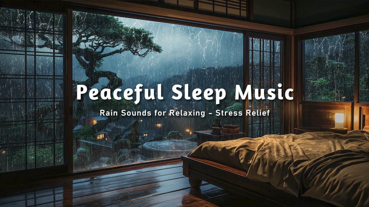 FALL INTO SLEEP INSTANTLY - Soothing Rain and Music in Cozy Bedroom Relieve Stress and Insomnia
