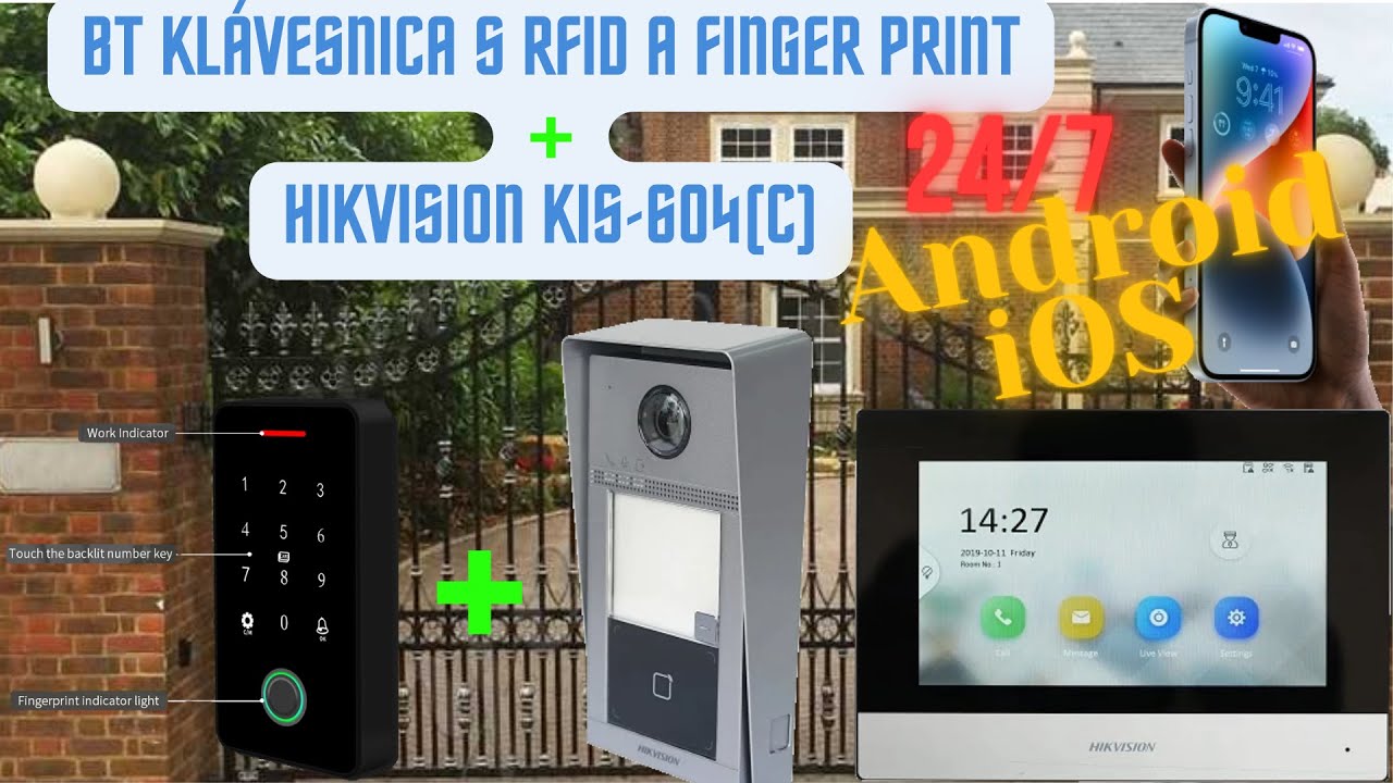 BT klávesnica s RFID a Fingerprint + video vrátnik HIKvision DS-KIS604(C)