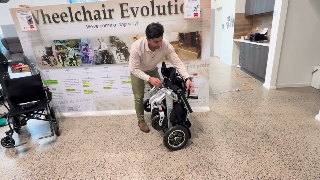 Easy Way to Move a Folded CWU Automatic Reclining Wheelchair!