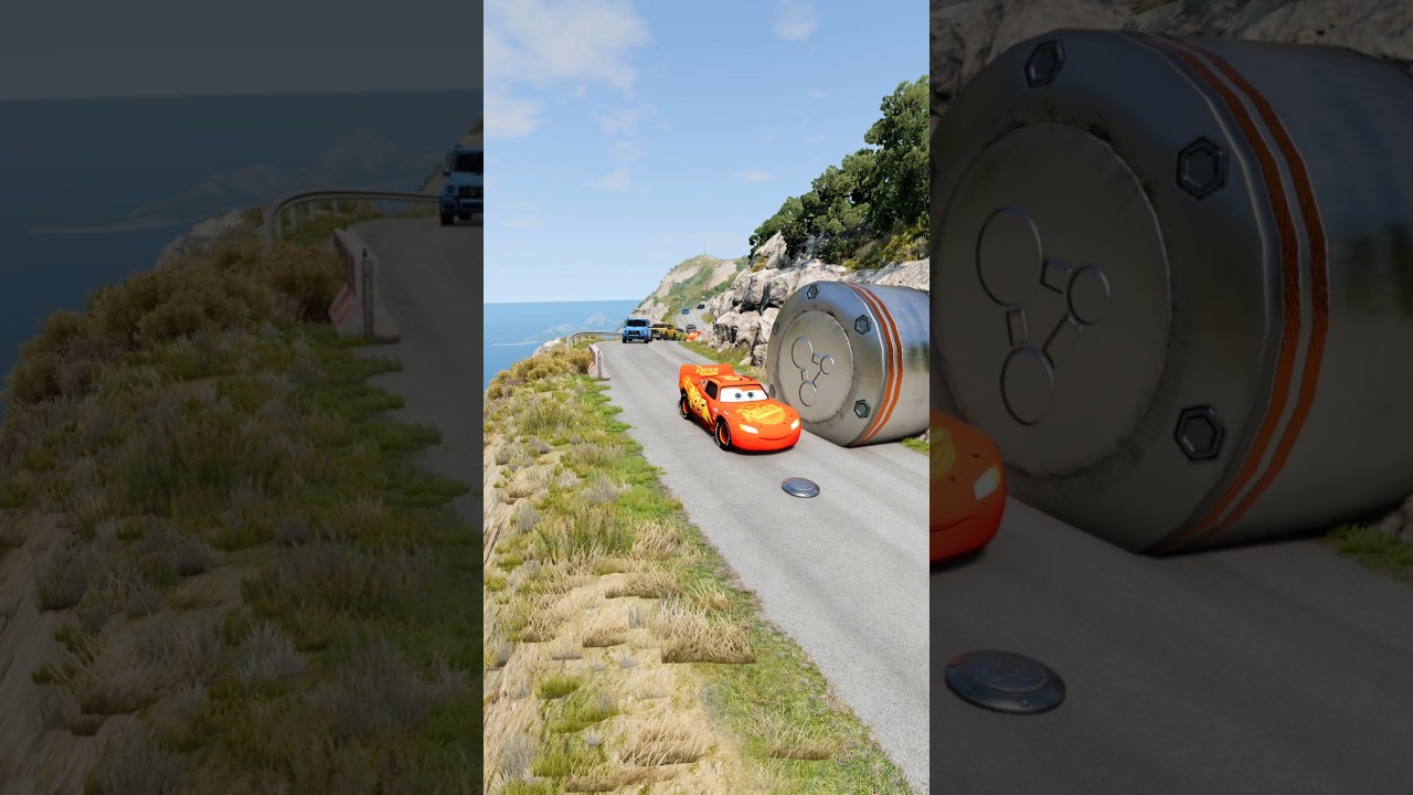 Car Hits Bollards & Flips !BeamNG Crash🤯💥#beamngdrive #crashcompilation#bollards#beamng#Crash